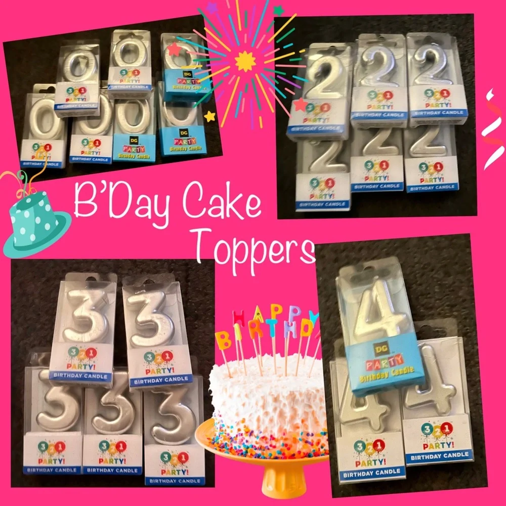 *Attn: BAKERY! 109 Shiny Silver Numeral Candles